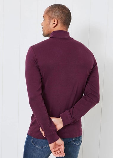 Cotton Traders Burgundy Long Sleeve Roll Neck Top
