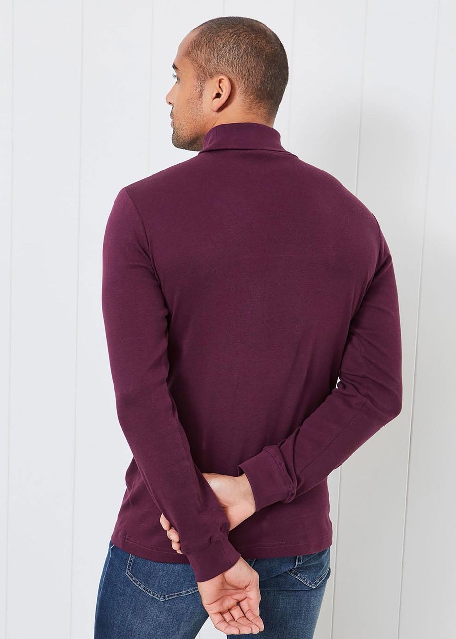 Cotton Traders Burgundy Long Sleeve Roll Neck Top