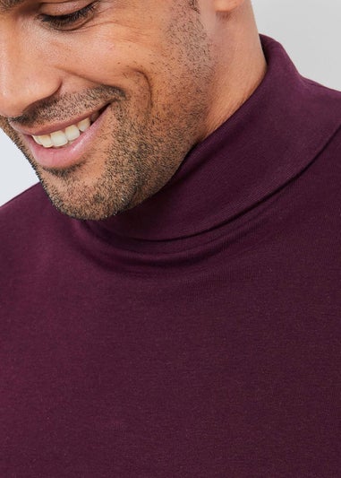 Cotton Traders Burgundy Long Sleeve Roll Neck Top