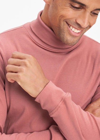 Cotton Traders Dusty Pink Long Sleeve Roll Neck Top