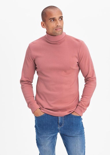 Cotton Traders Dusty Pink Long Sleeve Roll Neck Top