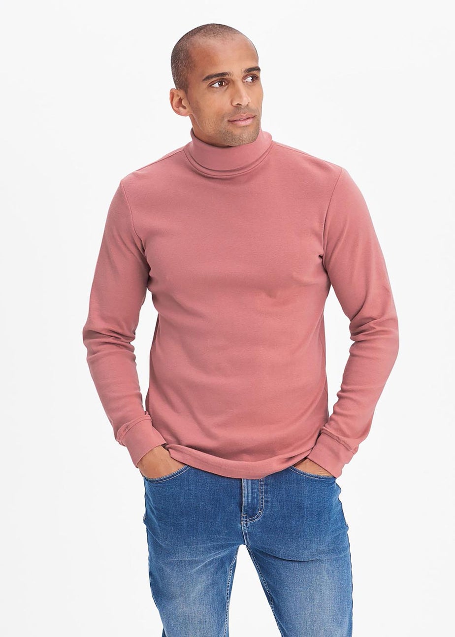 Cotton Traders Dusty Pink Long Sleeve Roll Neck Top