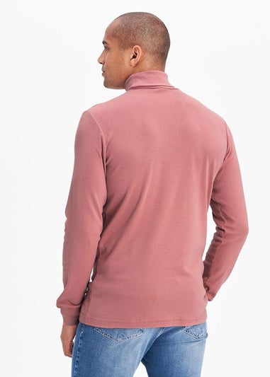Cotton Traders Dusty Pink Long Sleeve Roll Neck Top