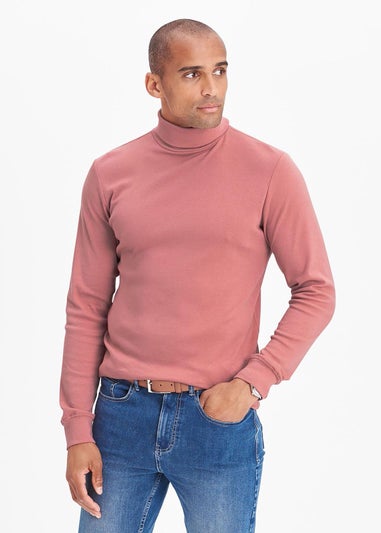 Cotton Traders Dusty Pink Long Sleeve Roll Neck Top