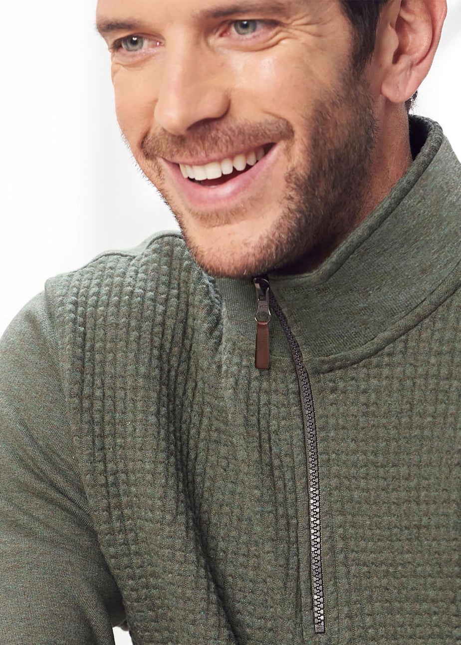 Cotton Traders Pistachio Textured Zip Neck Top