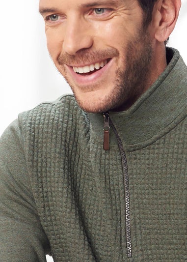 Cotton Traders Pistachio Textured Zip Neck Top