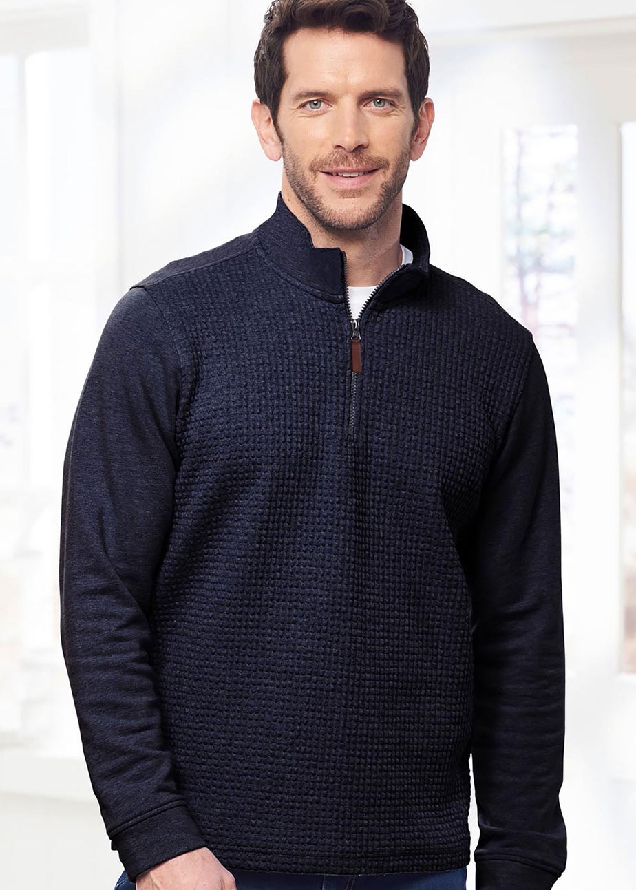 Cotton Traders Ink Textured Zip Neck Top