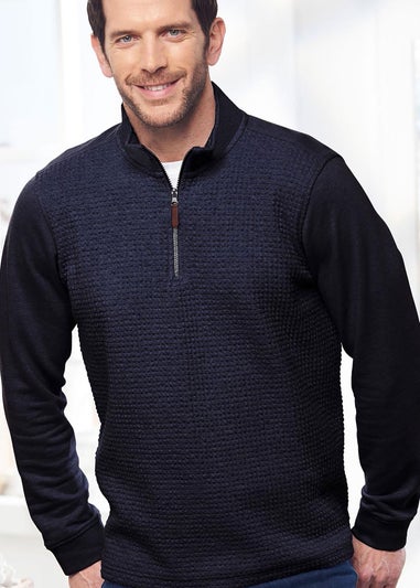 Cotton Traders Ink Textured Zip Neck Top