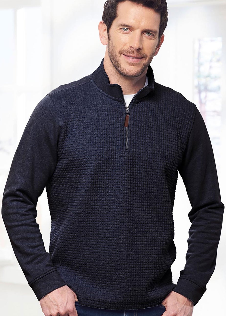 Cotton Traders Ink Textured Zip Neck Top