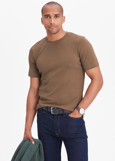 Cotton Traders Coffee Short Sleeve Crew Neck Base Layer Top