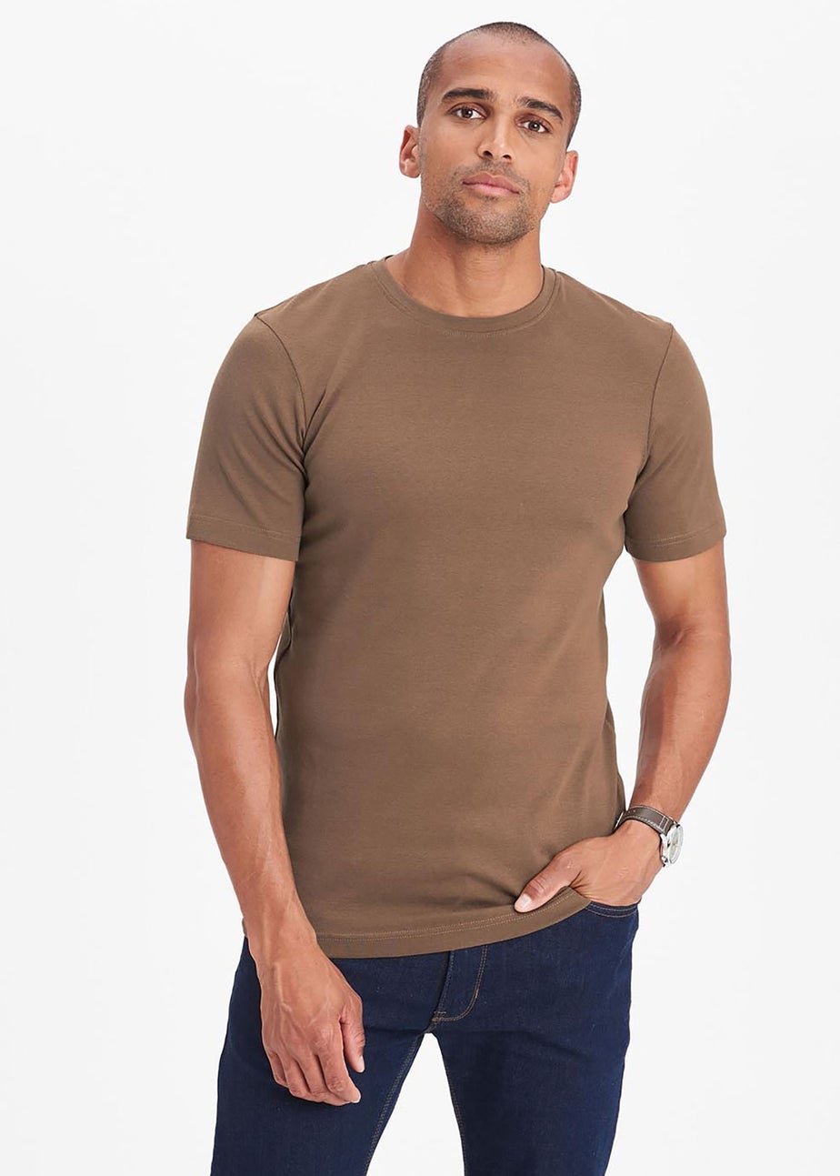 Cotton Traders Coffee Short Sleeve Crew Neck Base Layer Top