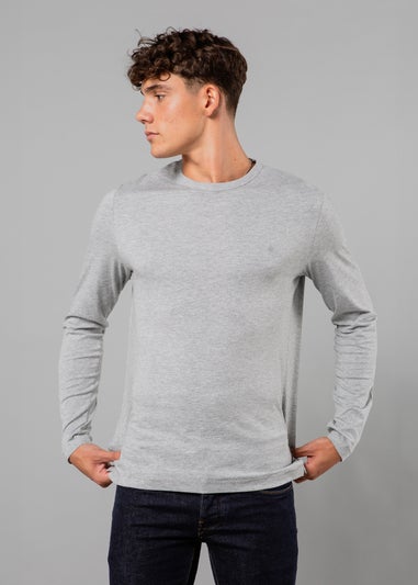 French Connection Navy Cotton Crew Neck Long Sleeve T-Shirts 3 Pack