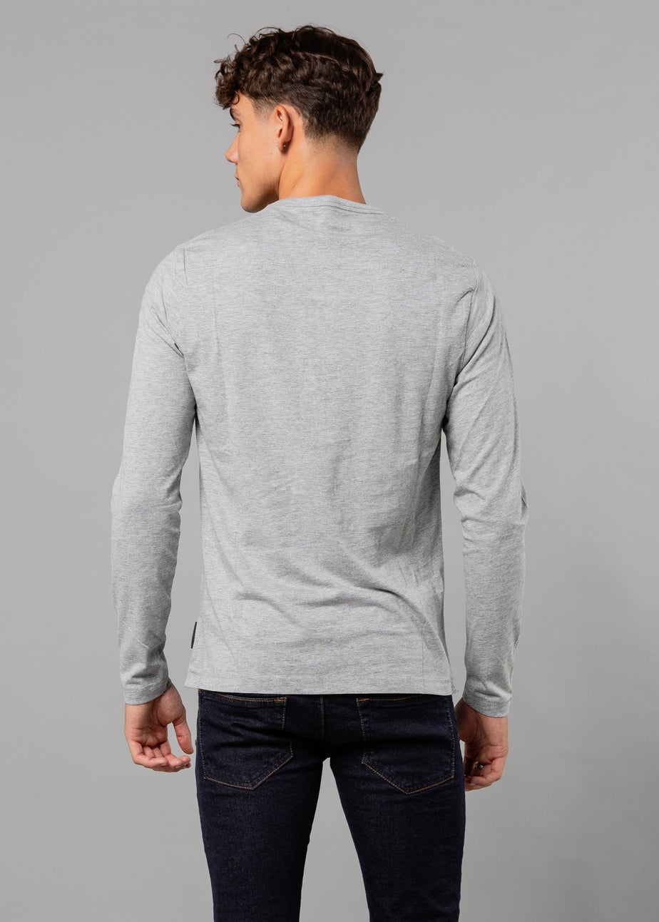 French Connection Navy Cotton Crew Neck Long Sleeve T-Shirts 3 Pack