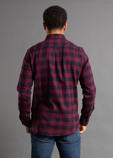 French Connection Burgundy Cotton Large Gingham Flannel Long Sleeve Shirt