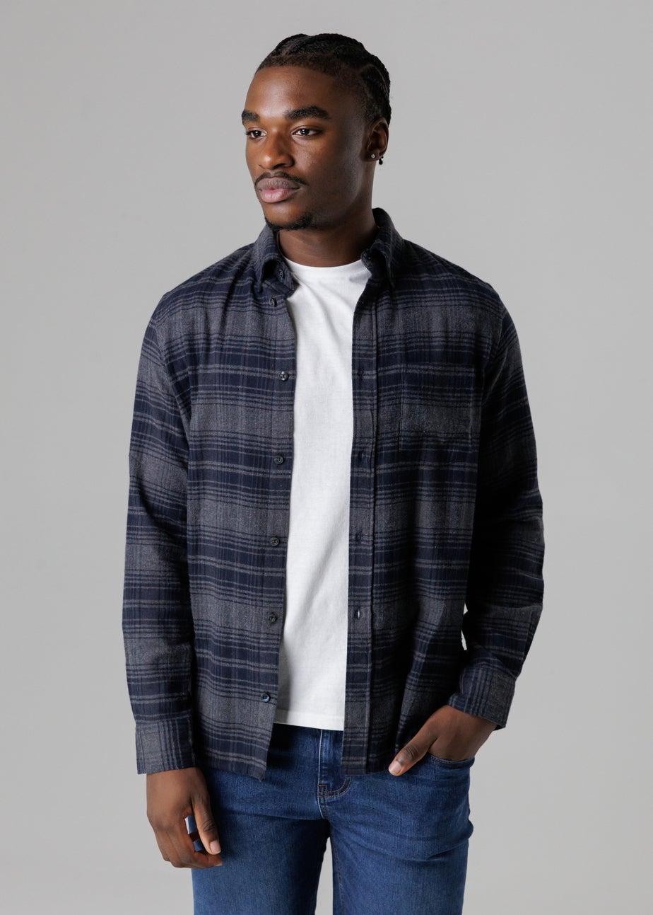 French Connection Charcoal Cotton Flannel Long Sleeve Shirt