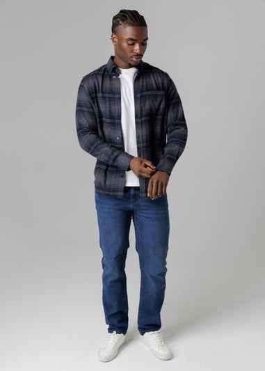 French Connection Charcoal Cotton Flannel Long Sleeve Shirt