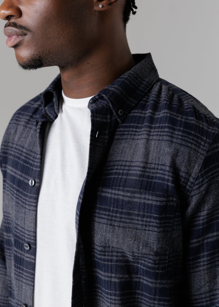 French Connection Charcoal Cotton Flannel Long Sleeve Shirt