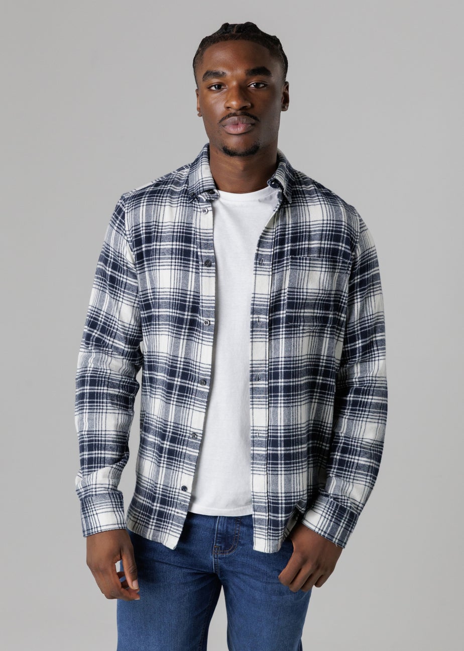 French Connection Ecru Cotton Flannel Long Sleeve Shirt