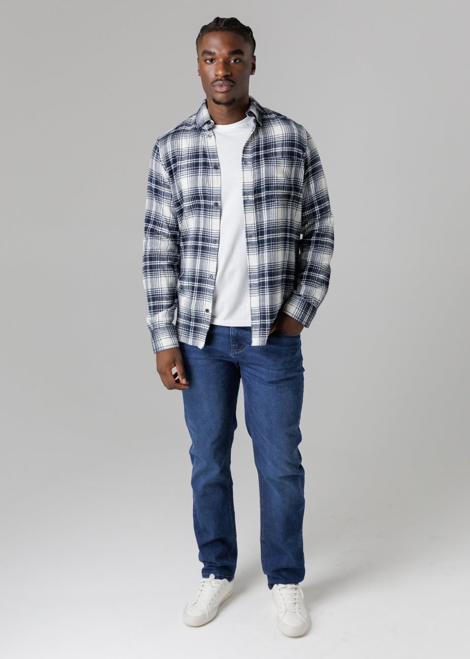 French Connection Ecru Cotton Flannel Long Sleeve Shirt