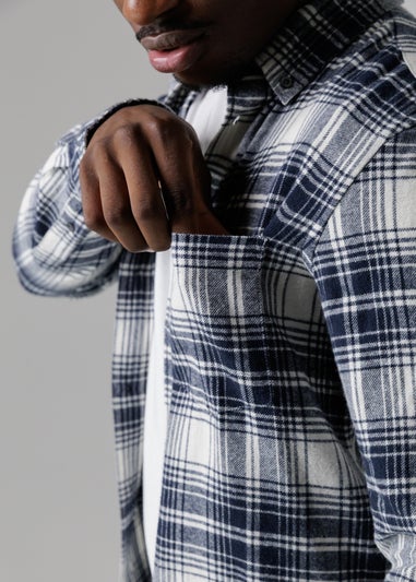 French Connection Ecru Cotton Flannel Long Sleeve Shirt