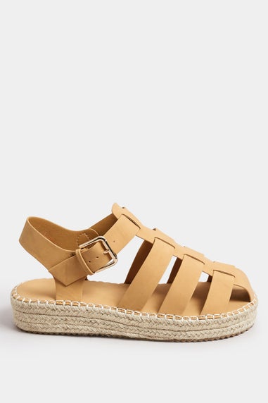 Yours Brown Flatform Gladiator Espadrilles In Extra Wide EEE Fit