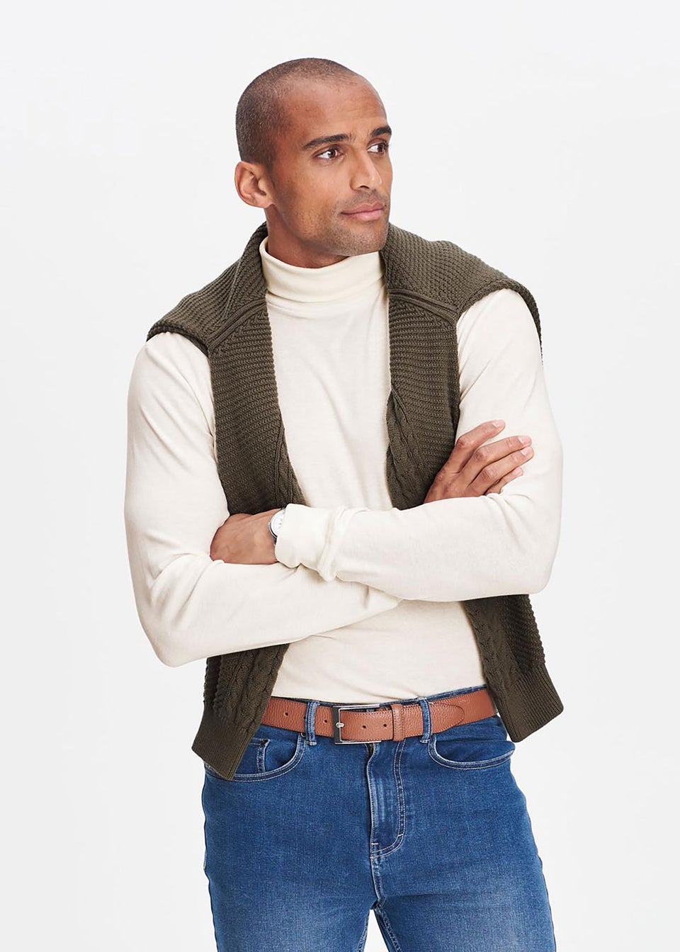 Cotton Traders Cream Long Sleeve Roll Neck Top