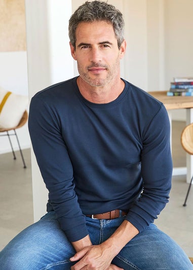 Cotton Traders Navy Long Sleeve Crew Neck Base Layer