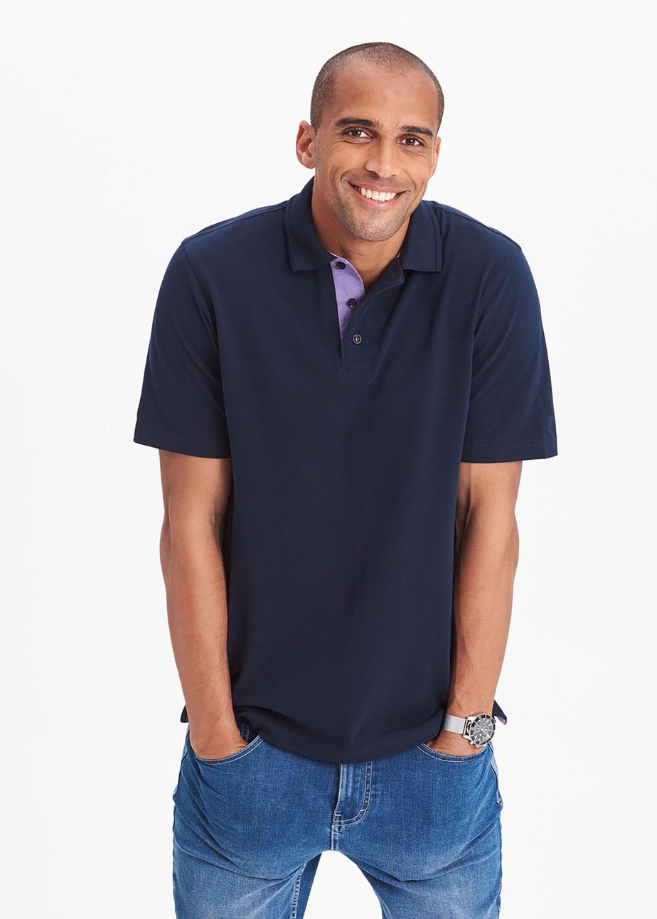 Cotton Traders Navy Short Sleeve Polo Shirt
