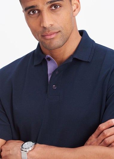 Cotton Traders Navy Short Sleeve Polo Shirt