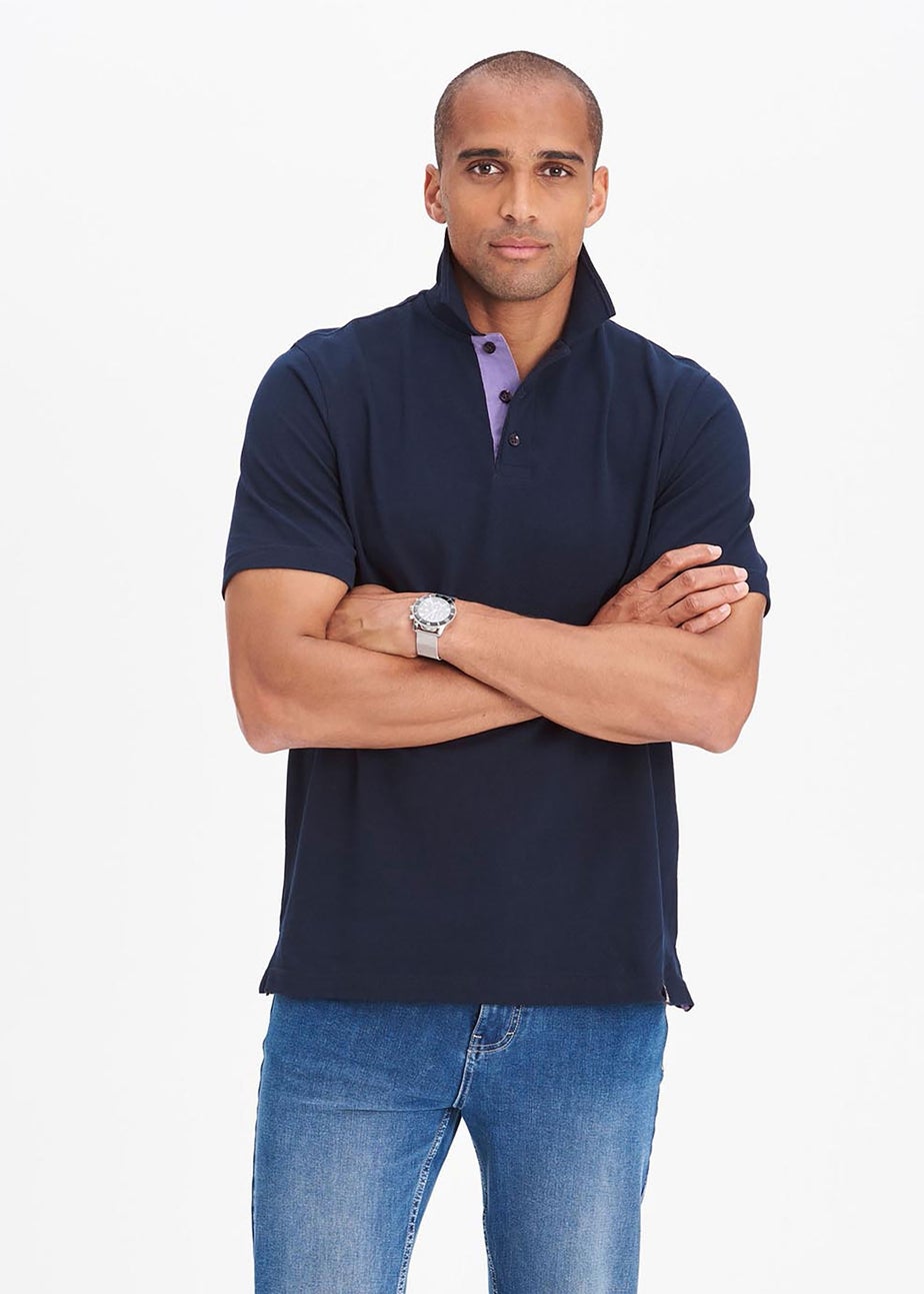 Cotton Traders Navy Short Sleeve Polo Shirt