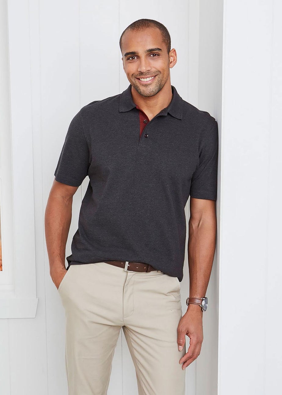 Cotton Traders Steel Grey Short Sleeve Polo Shirt