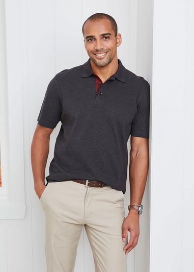 Cotton Traders Steel Grey Short Sleeve Polo Shirt