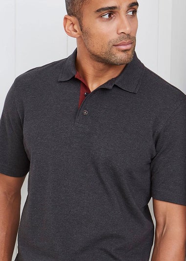 Cotton Traders Steel Grey Short Sleeve Polo Shirt