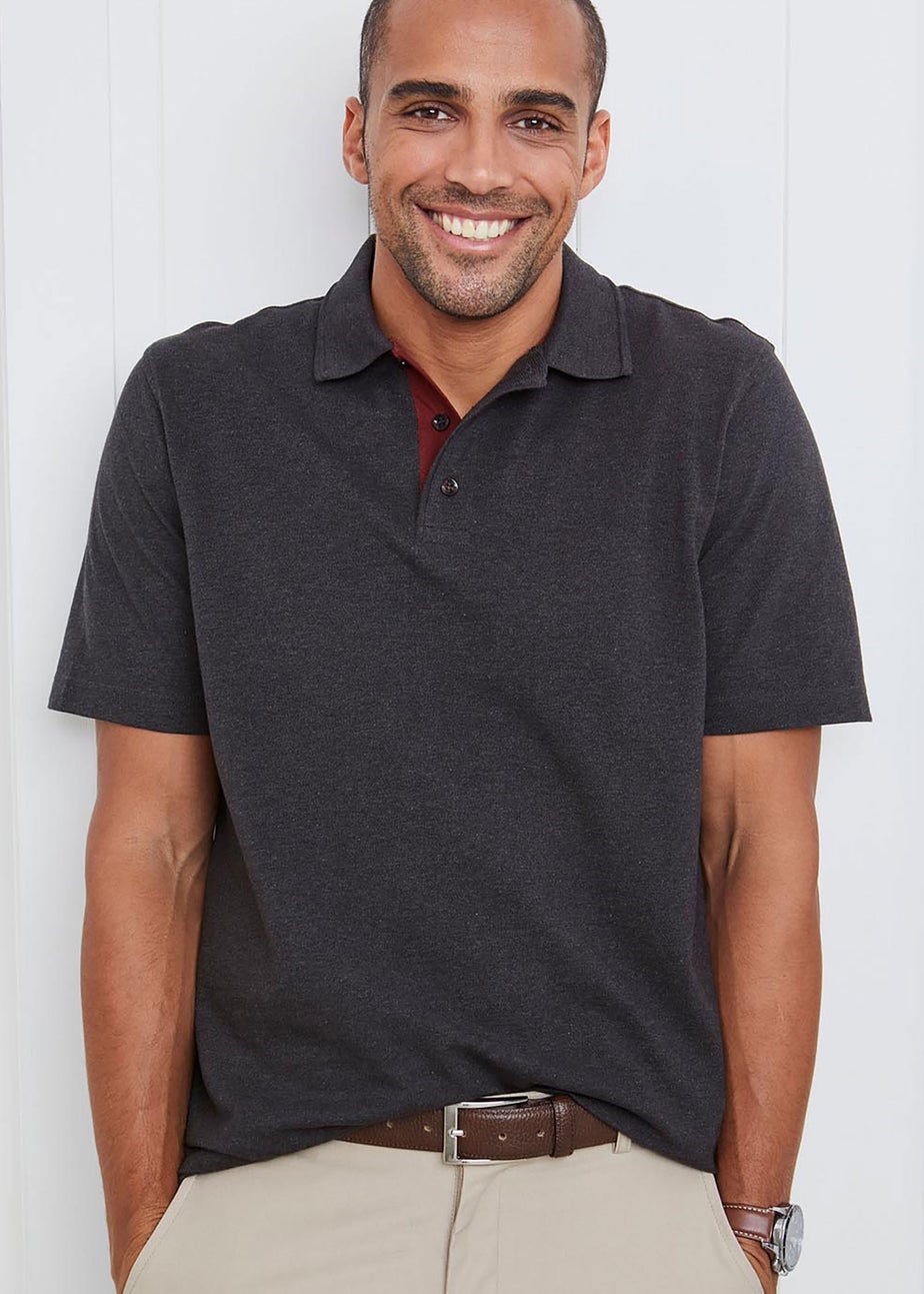 Cotton Traders Steel Grey Short Sleeve Polo Shirt