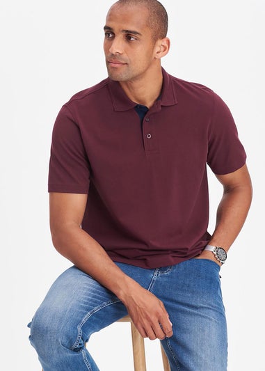 Cotton Traders Burgundy Short Sleeve Polo Shirt