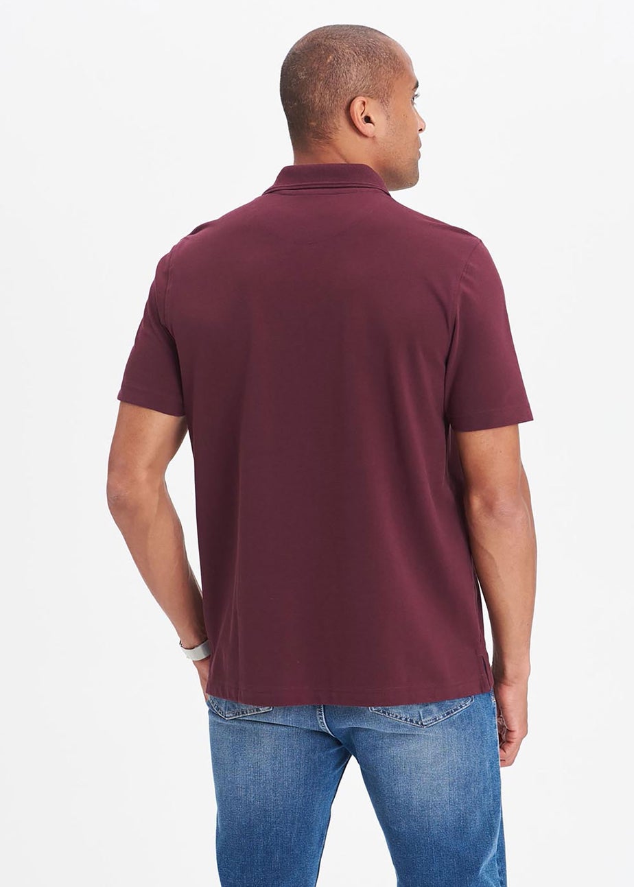 Cotton Traders Burgundy Short Sleeve Polo Shirt