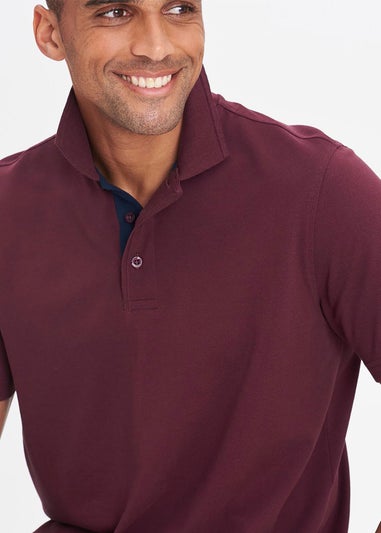Cotton Traders Burgundy Short Sleeve Polo Shirt