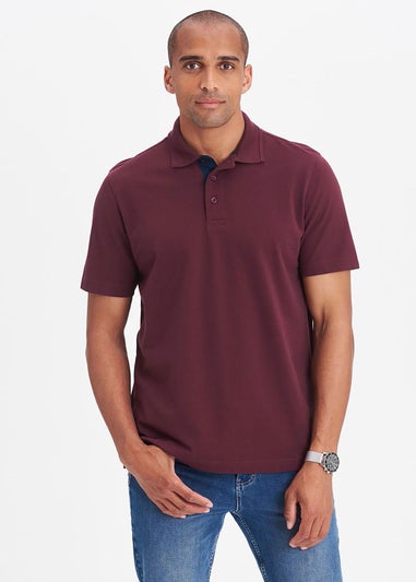 Cotton Traders Burgundy Short Sleeve Polo Shirt