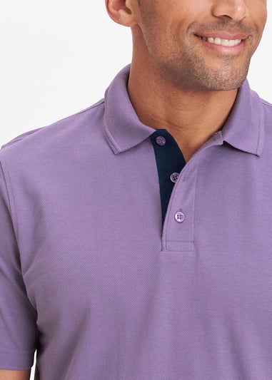 Cotton Traders Dusky Purple Short Sleeve Polo Shirt
