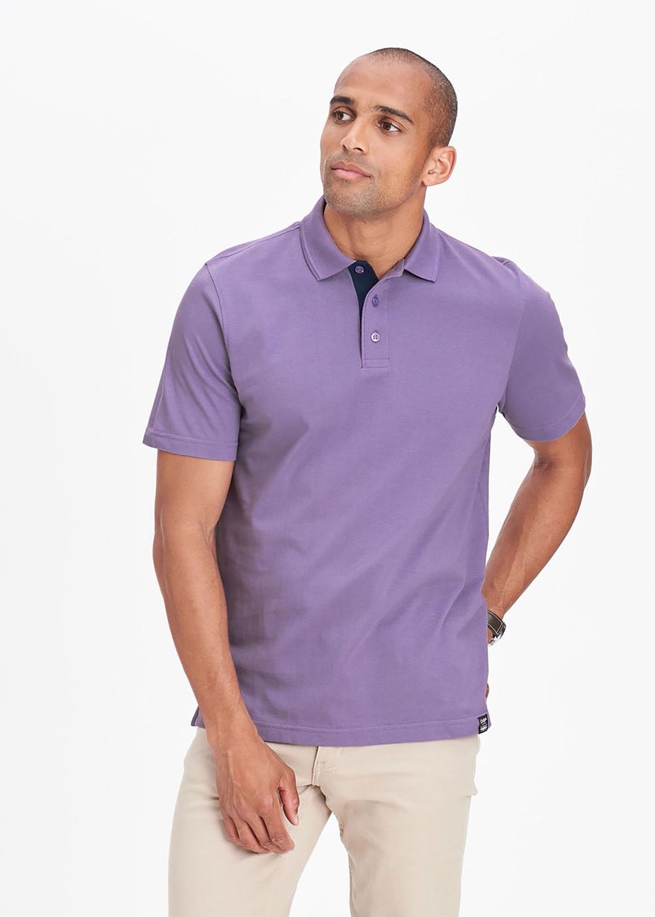 Cotton Traders Dusky Purple Short Sleeve Polo Shirt
