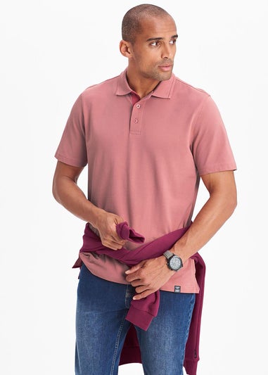 Cotton Traders Dusty Pink Short Sleeve Polo Shirt