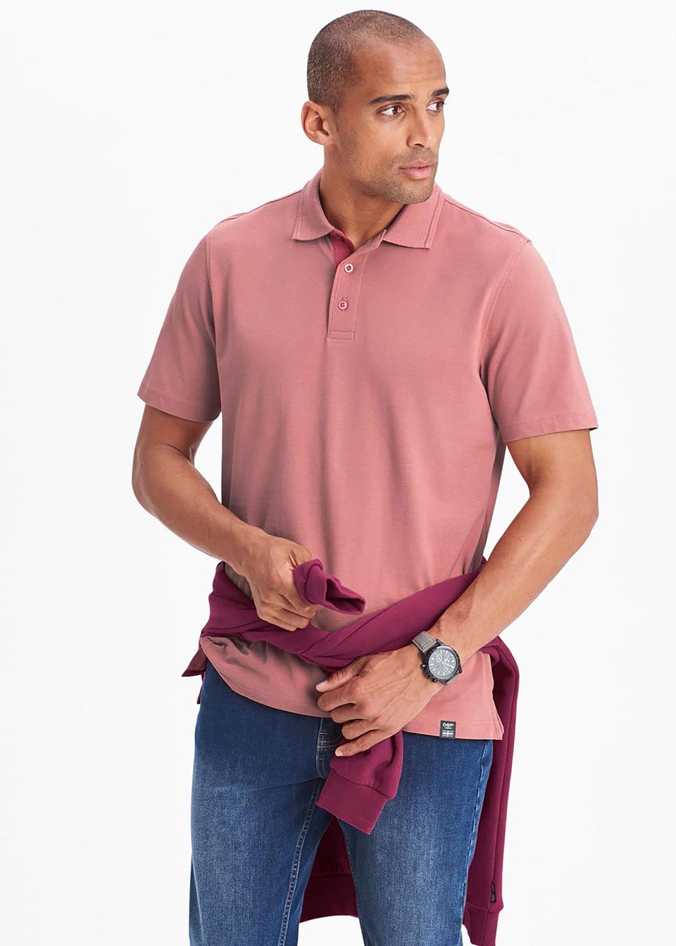 Cotton Traders Dusty Pink Short Sleeve Polo Shirt