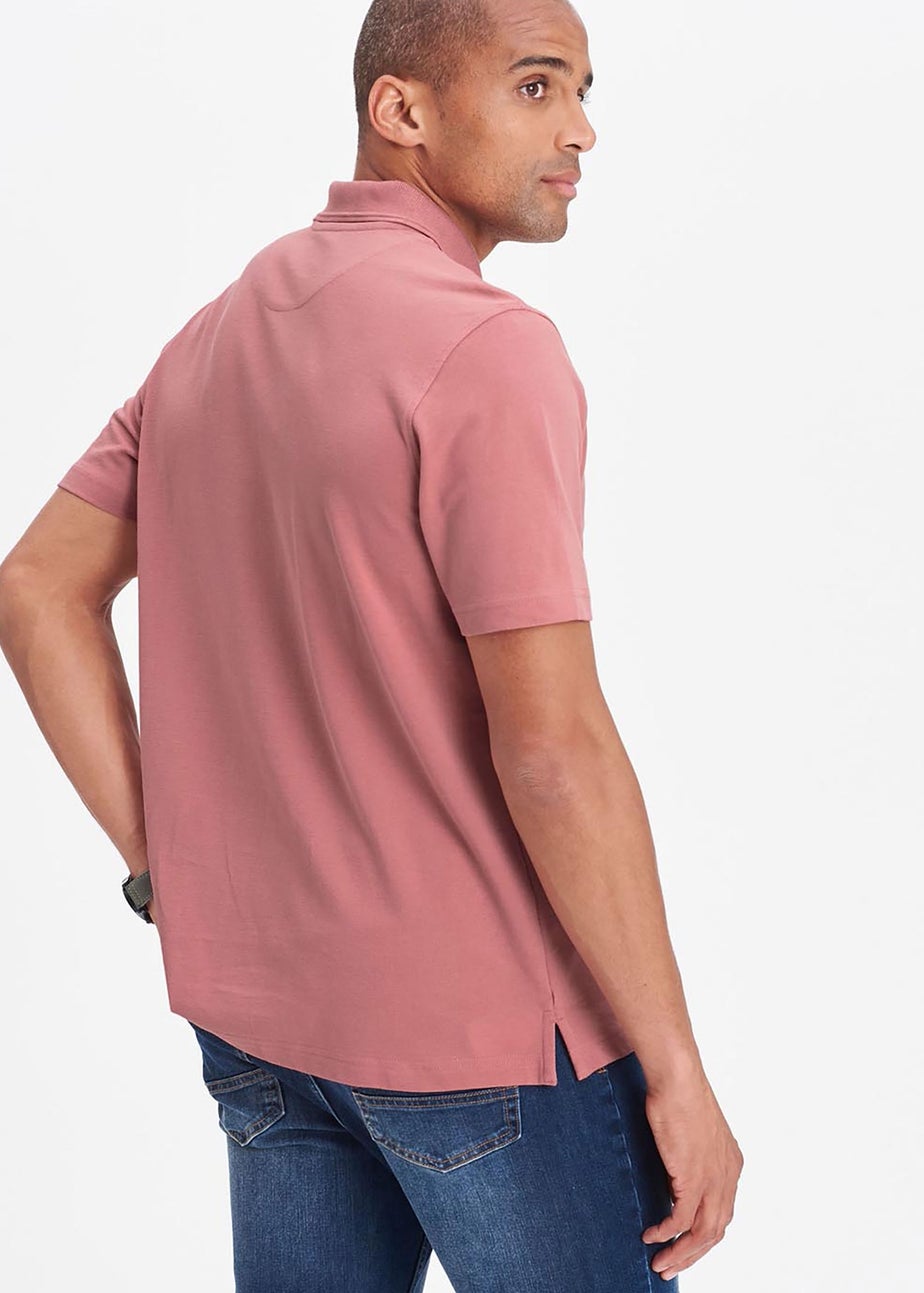 Cotton Traders Dusty Pink Short Sleeve Polo Shirt