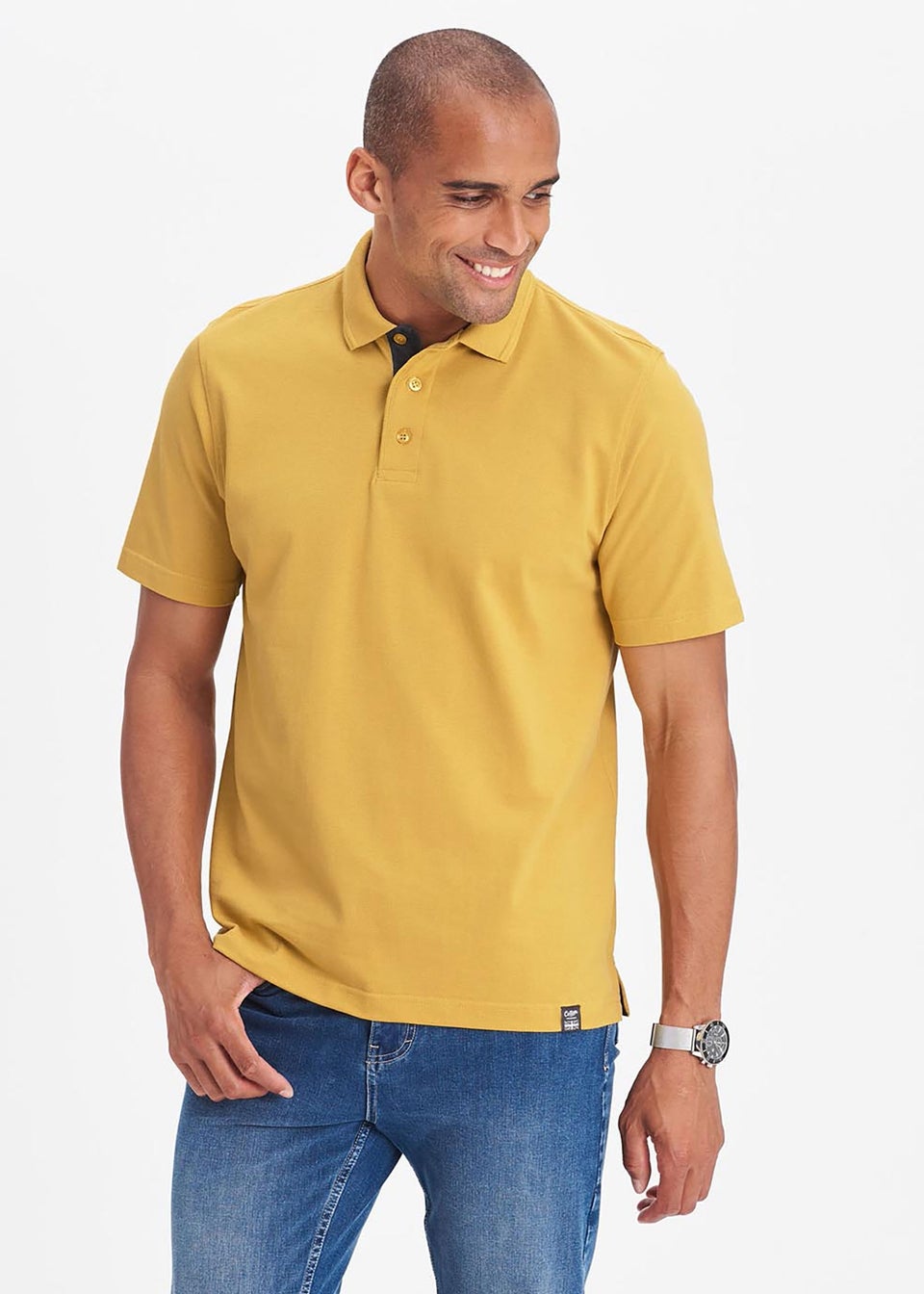 Cotton Traders Ochre Short Sleeve Polo Shirt