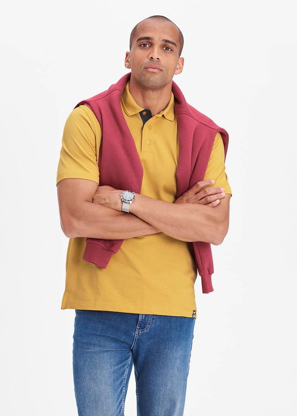 Cotton Traders Ochre Short Sleeve Polo Shirt