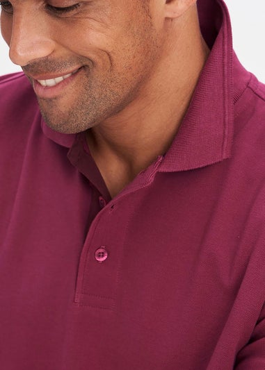Cotton Traders Dark Raspberry Long Sleeve Polo Shirt