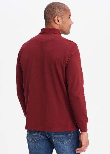 Cotton Traders Rusty Red Long Sleeve Polo Shirt