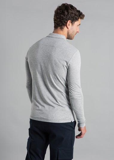 French Connection Navy Cotton Long Sleeve Polo Shirts 2 Pack