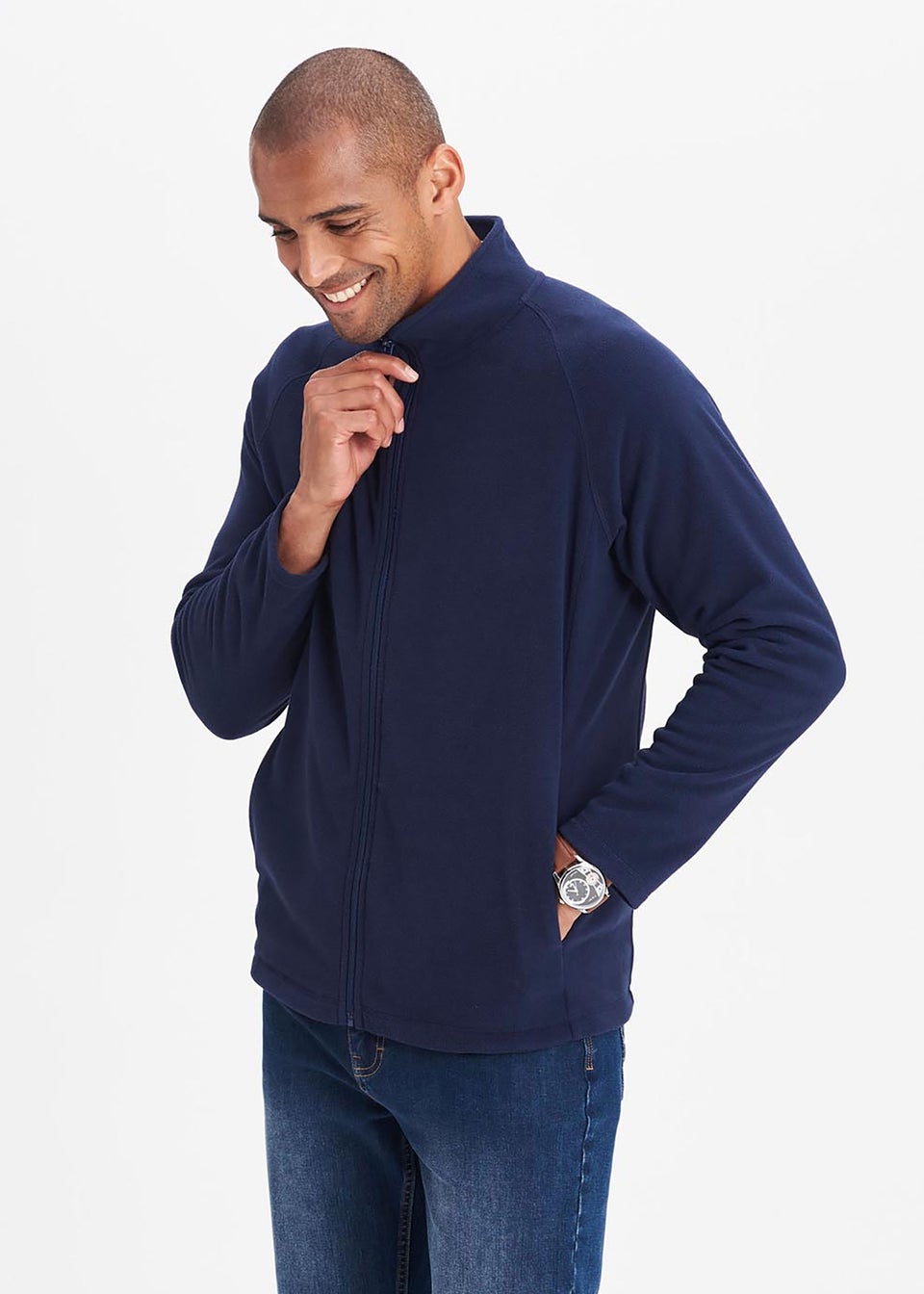 Cotton Traders Navy Recycled Microfleece Jacket