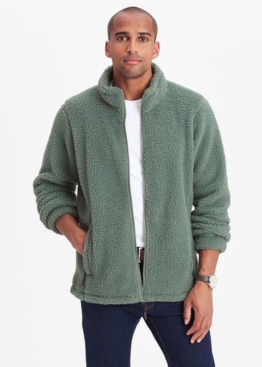 Cotton Traders Pale Green Sherpa Fleece Jacket